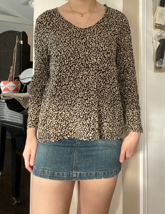 Vintage 1990s Leopard Print Long Sleeve Top - image 2