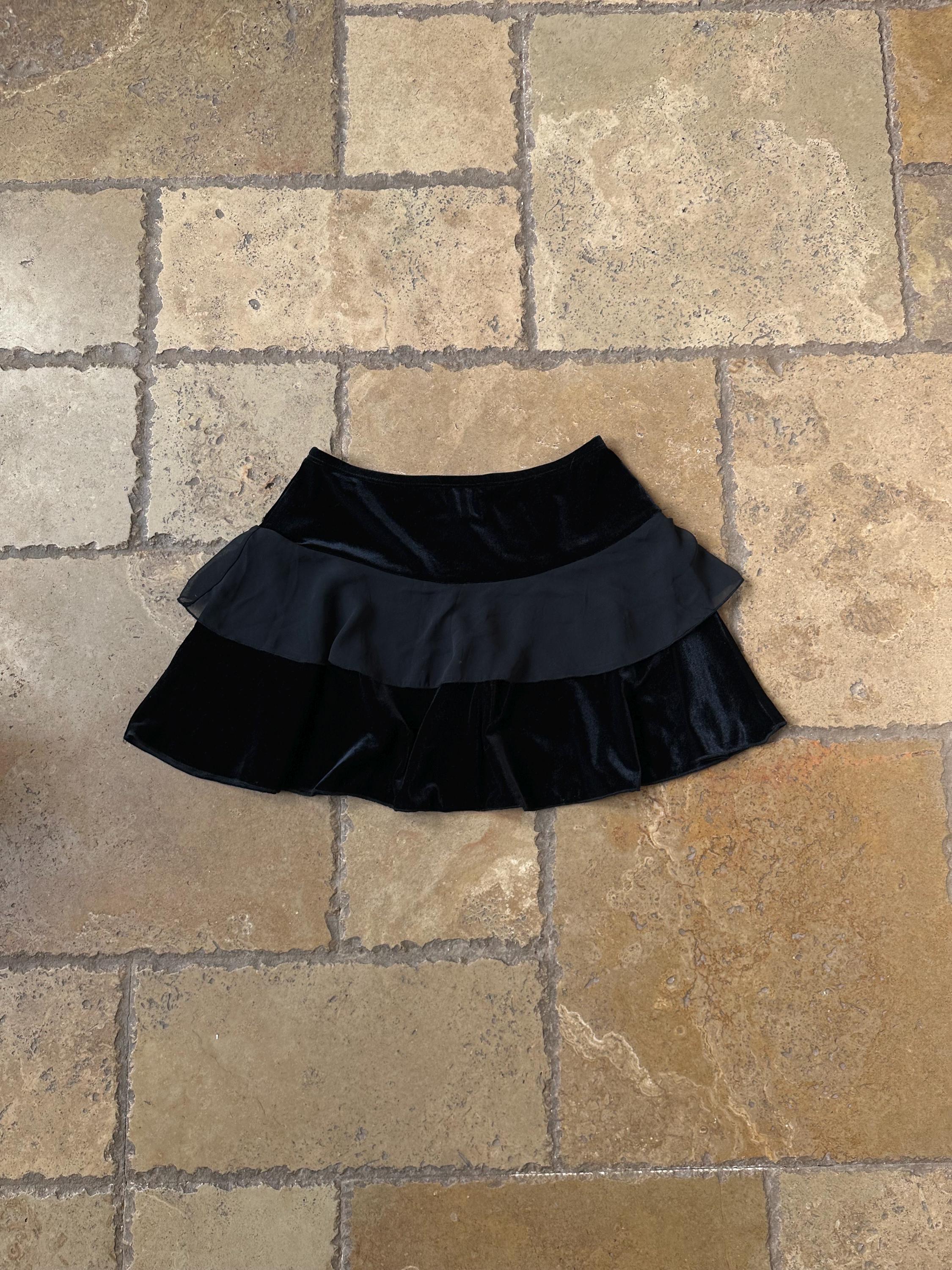 Y2K Black Tiered Mini Skirt by Perseption S - Etsy