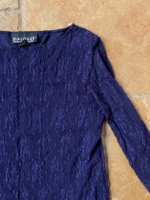 1990s Purple Lace Long Sleeve Top by Dialogue - image 3
