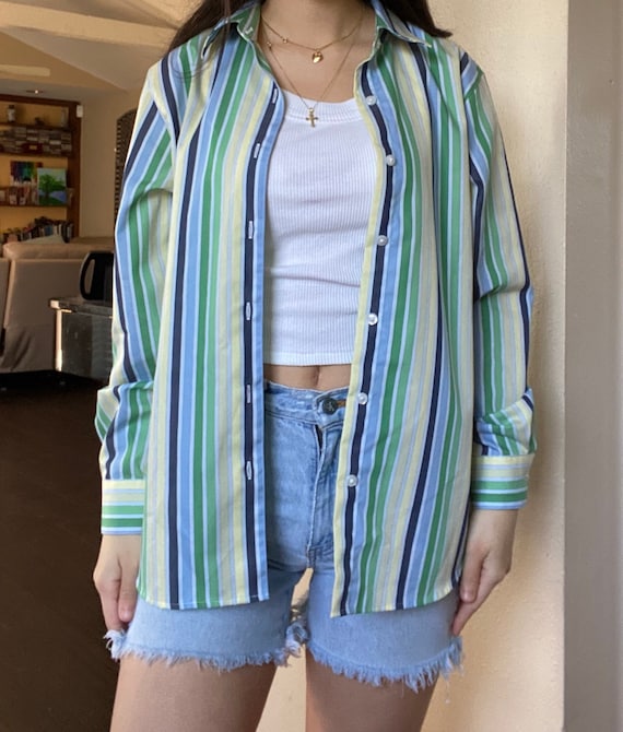Vintage 1990s Multicolor Stripped Button Down by Orvis - Etsy