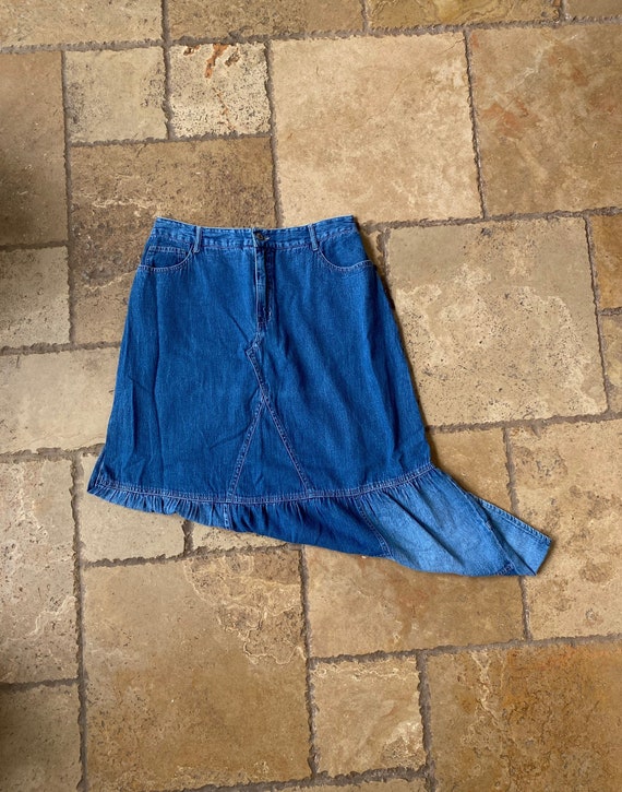 Y2K Blue Denim Flared Maxi Skirt by Studio West A… - image 1