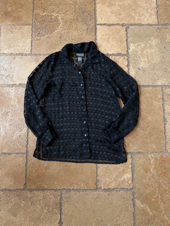 NOTATIONS vintage sheer shirt ヴィンテージ 古着 Vintage sheer blouse, +Red sheer blouse with square