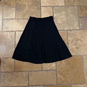 Y2K Black Floral/Plant Print Slinky Midi Skirt by Ying Hua 31-34W