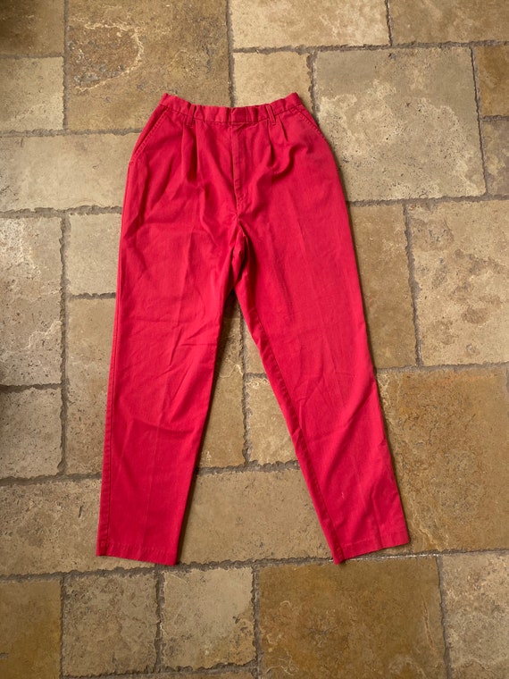 Vintage 80s 90s Red High Waisted Trousers by Chic… - image 3