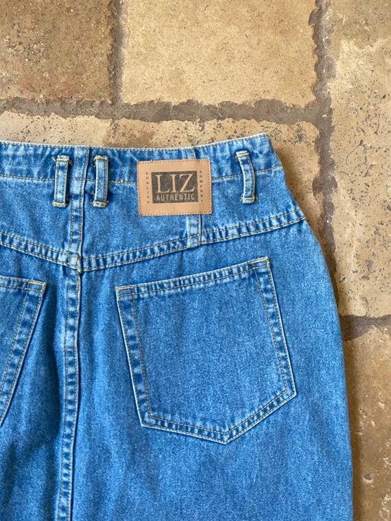 90s Vintage Denim Medium Wash Skirt 25W - image 3