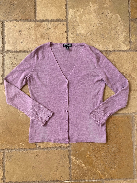 Vintage Mauve Knit Cardigan by Luca Mil Ani Donna - Etsy