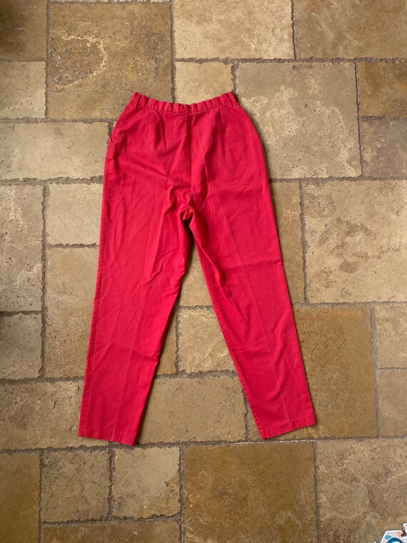 Vintage 80s 90s Red High Waisted Trousers by Chic… - image 4