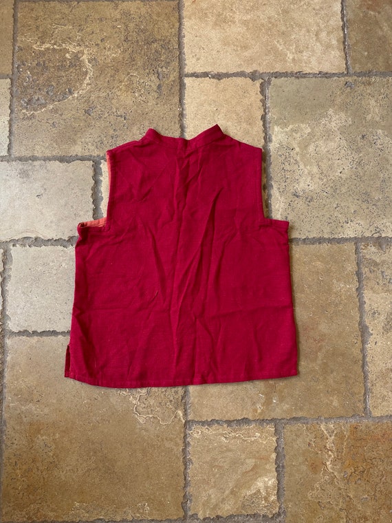 90s Y2K Red Button Up Sleeveless Top by White Sta… - image 3