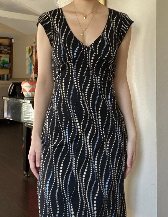 Vintage 1990s Black Geometric Print Mini Dress by I.N. San Francisco