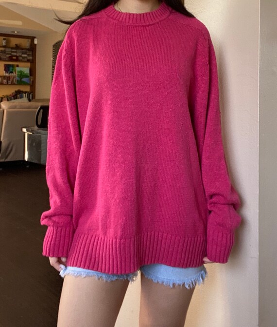 Vintage 1990s Magenta Pink Knit Sweater by The Fo… - image 4