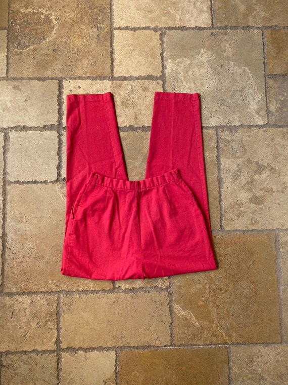 Vintage 80s 90s Red High Waisted Trousers by Chic… - image 2