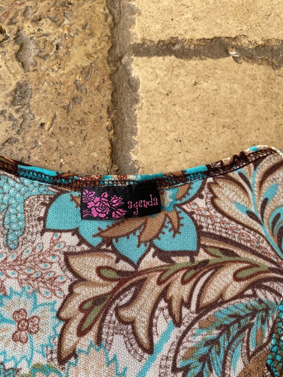 Y2K Brown & Blue Paisley Print Sleeveless Top by Agenda