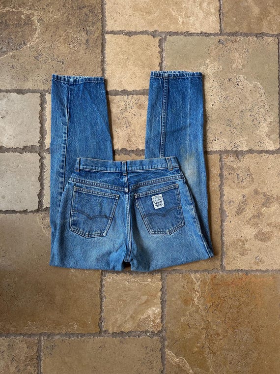 80s 90s Vintage Dark Wash White Tab Levis Jeans 29/30W - Etsy