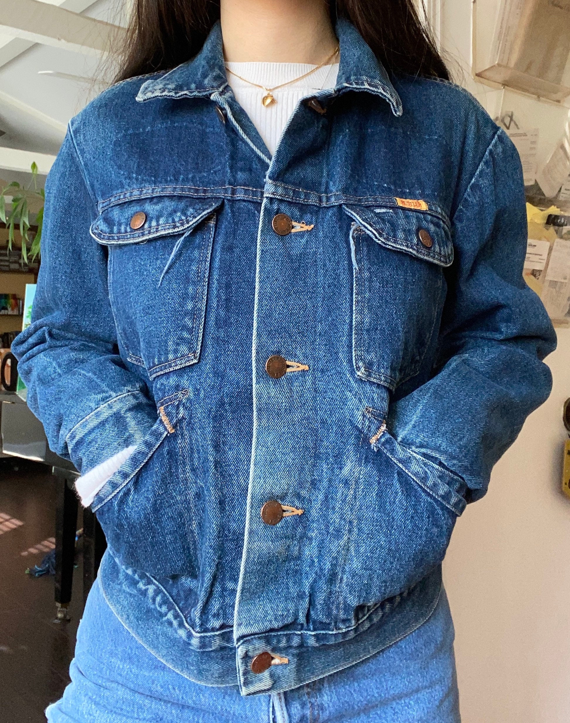 Rustler Jean Jacket 1980s Rustler Jean Jacket With a Harley Davidson Patch - Etsy