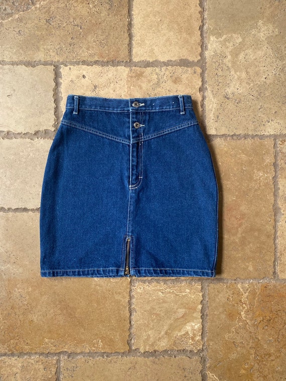 Vintage 90s Dark Wash Mini Skirt by Bonjour 28W
