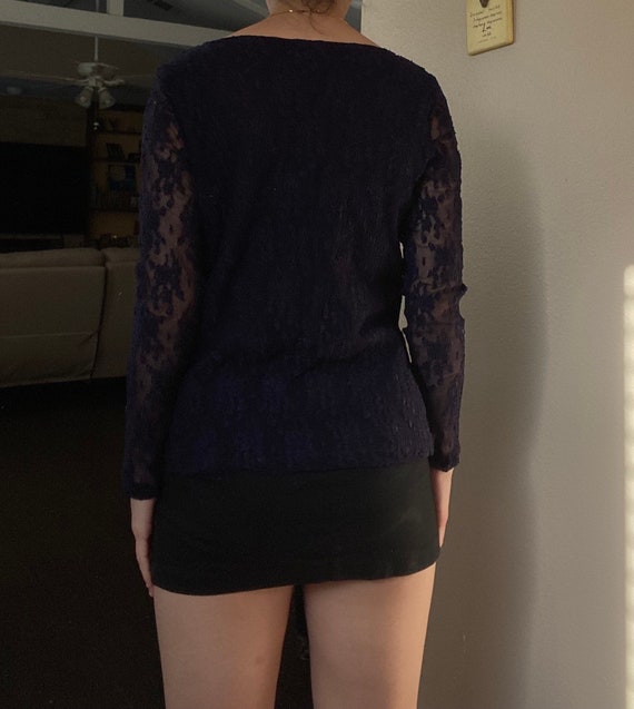 1990s Purple Lace Long Sleeve Top by Dialogue - image 7