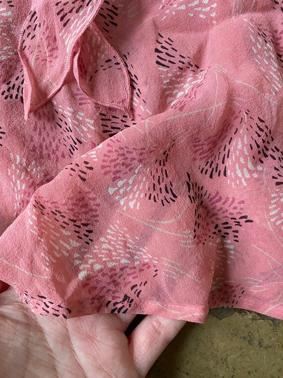 90s Y2K Pink Semi-Sheer Silk Long Sleeve Top by T… - image 5