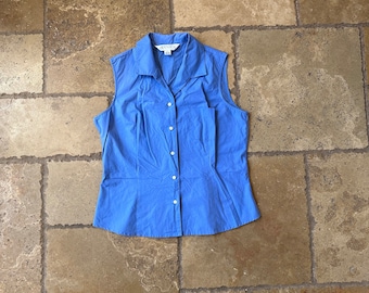 Top sin mangas azul vintage de los años 90 de Casual Corner L