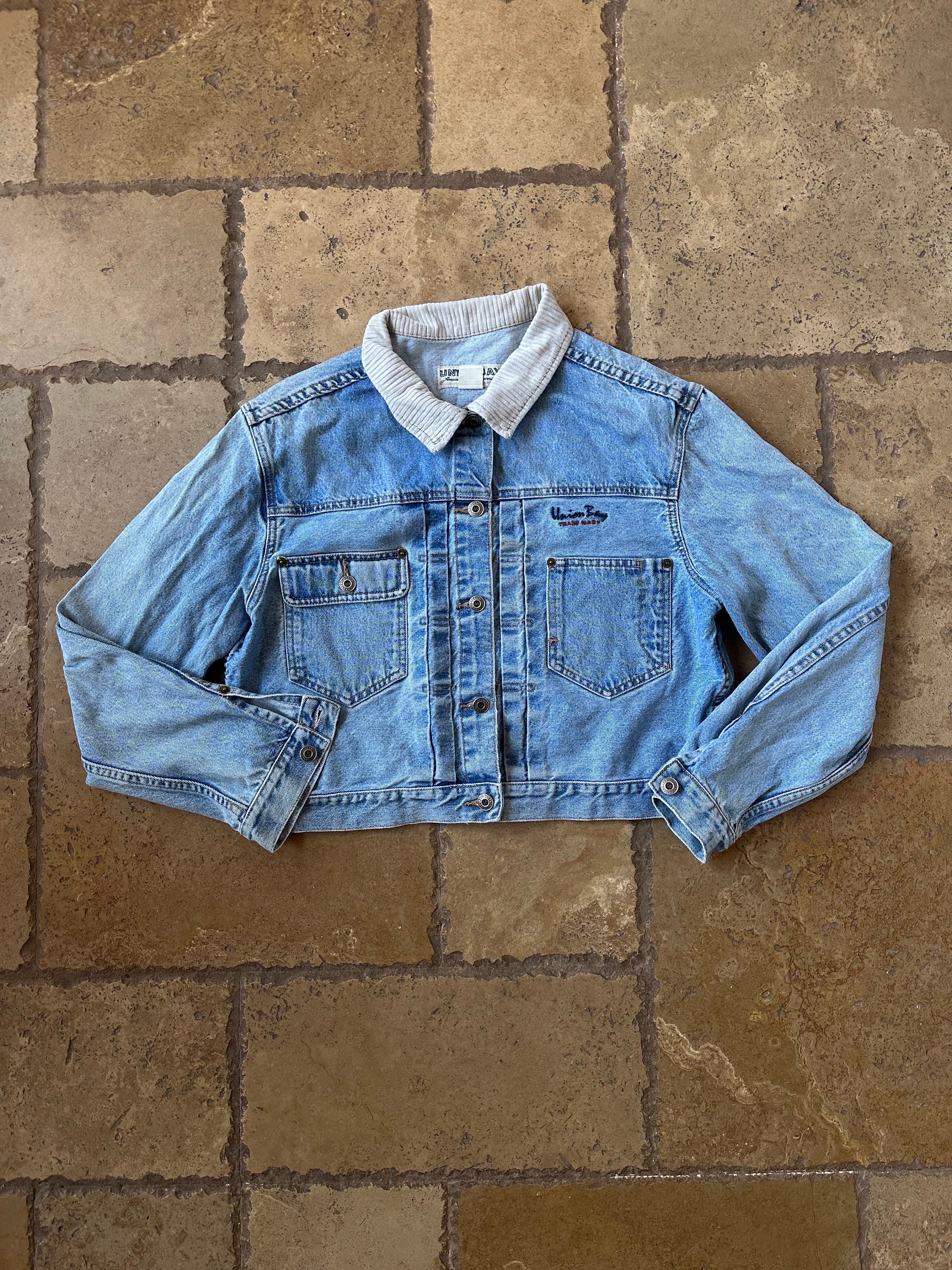 関税込み【 】Super Cropped Denim Jacket 90s 80s 90s Vintage Blue Jean Cropped Jacket by Union Bay L - Etsy