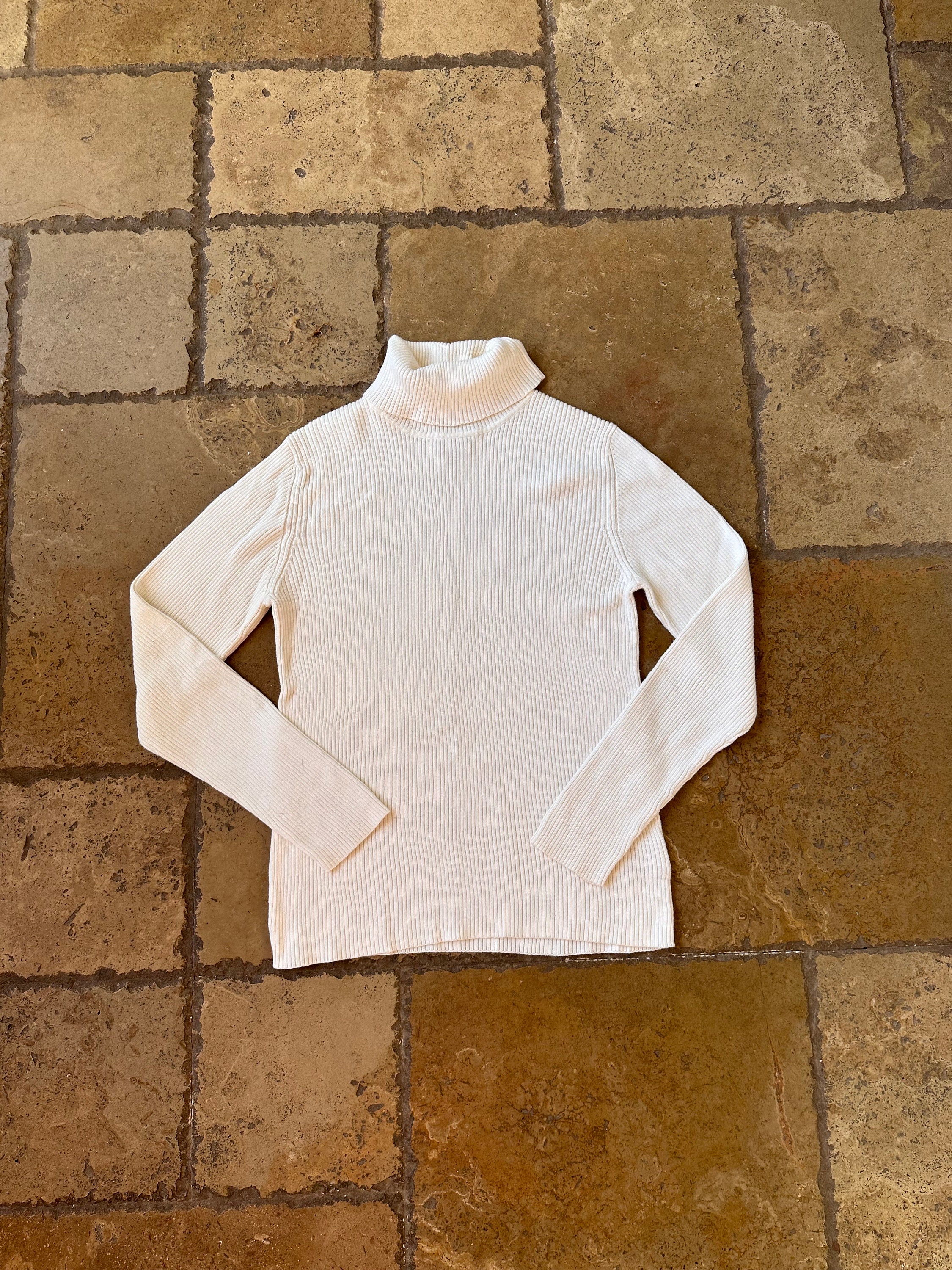 Y2K White Ribbed Long Sleeve Turtleneck Top by Faded Glory M Etsy Hong Kong
