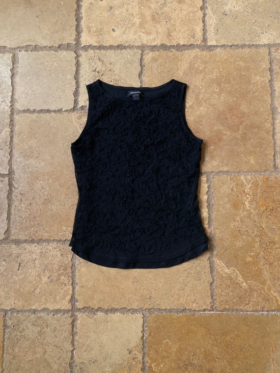 Vintage 90s Black Mesh High Neck Top by Ideology - image 2