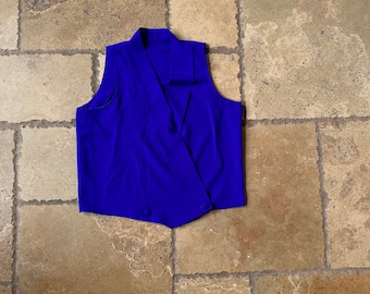 80s Vintage Hecho A Mano Morado Chaleco Top M