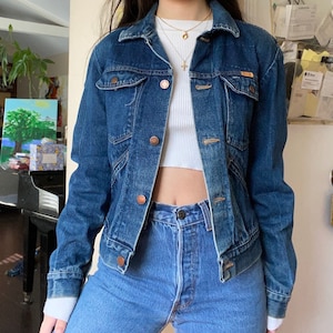 1980s Rustler Jean Jacket with a Harley Davidson Patch