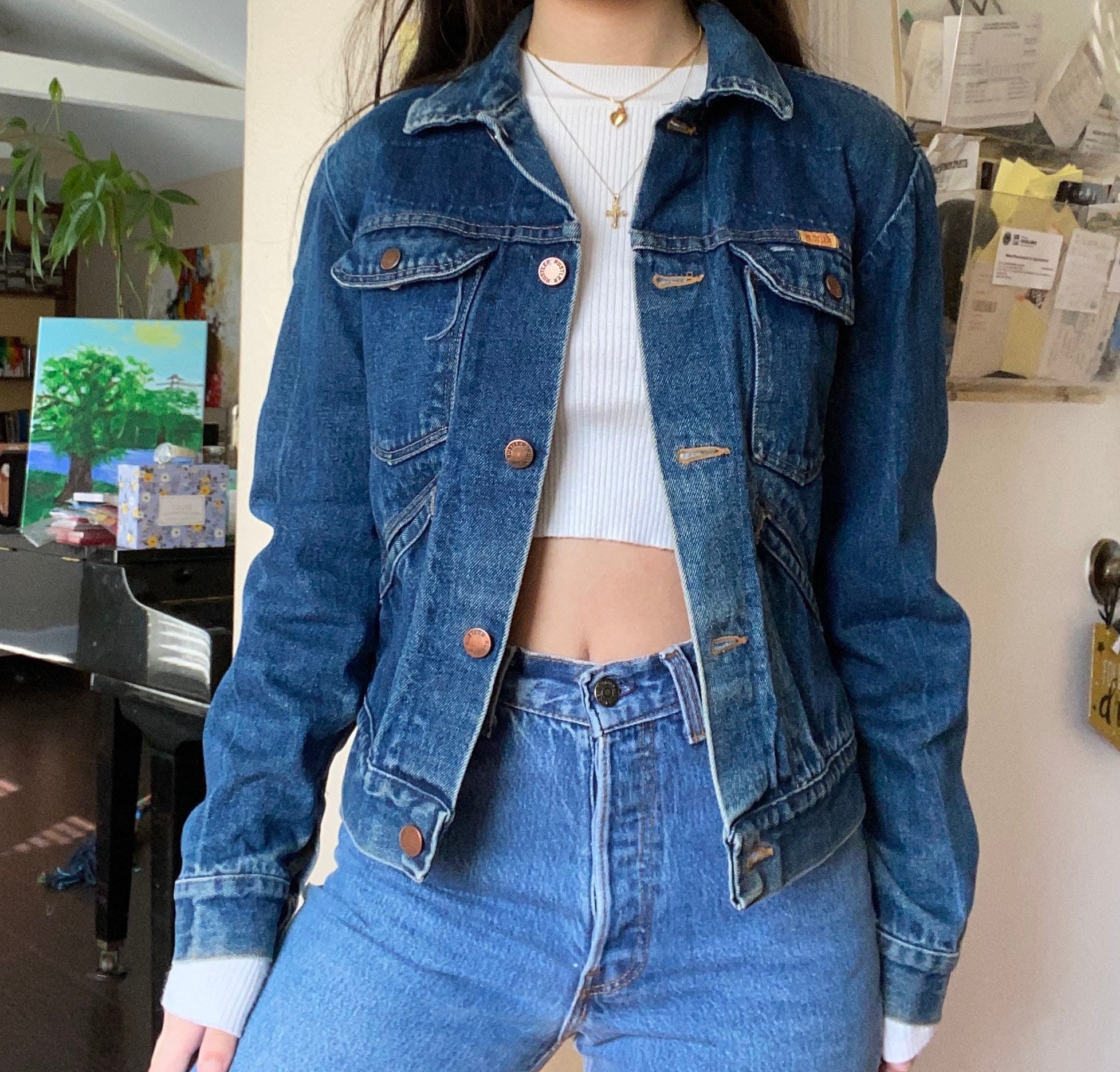 Rustler Jean Jacket 1980s Rustler Jean Jacket With a Harley Davidson Patch - Etsy
