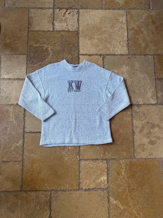 90s Gray Embroidered Key West Knit Sweatshirt by E