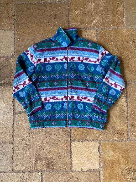 Vintage 90s Plant Print Zip up Fleece Jacket by Teddi - Etsy