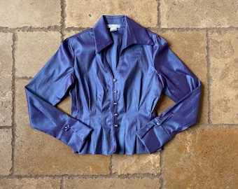 Y2K Lila Knopf Up Langarm Top von U3-Collection