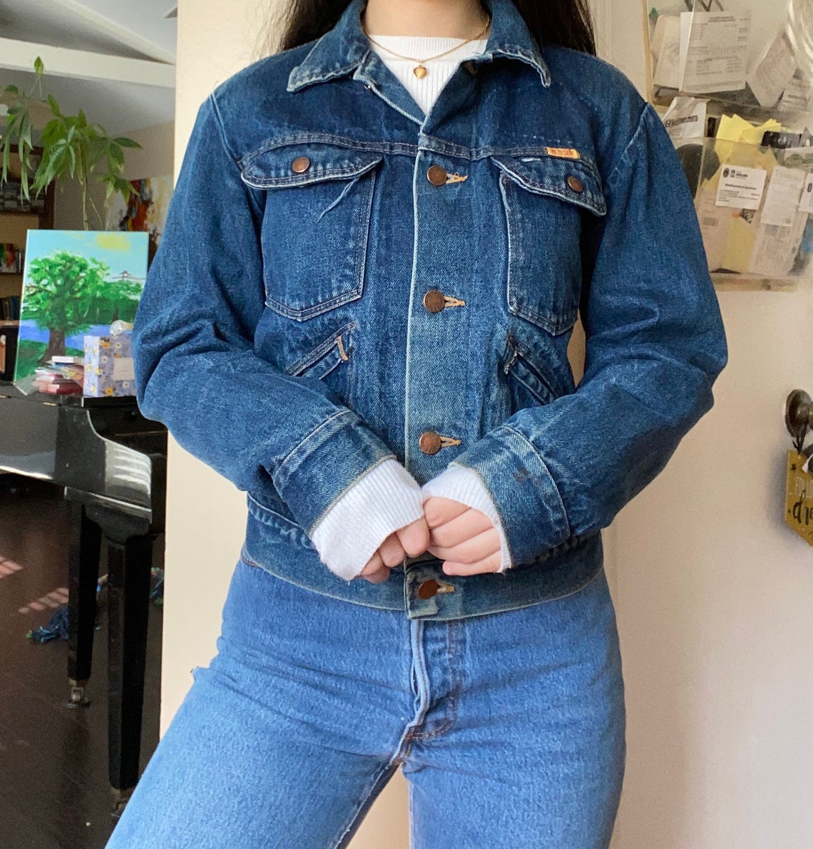 Rustler Jean Jacket 1980s Rustler Jean Jacket With a Harley Davidson Patch - Etsy
