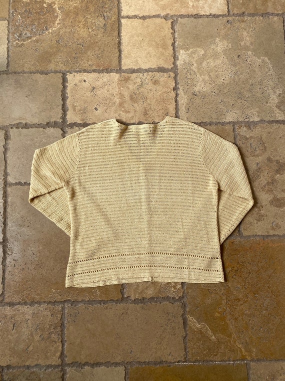 Vintage 90s Tan Crochet Linen Cardigan by Embassy… - image 3