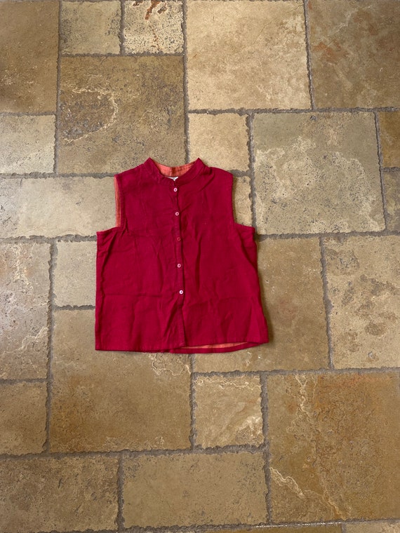 90s Y2K Red Button Up Sleeveless Top by White Sta… - image 1