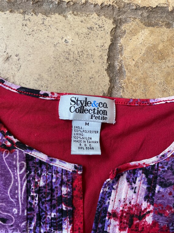 Y2K Red and Purple Mesh Abstract Print Long Sleev… - image 5