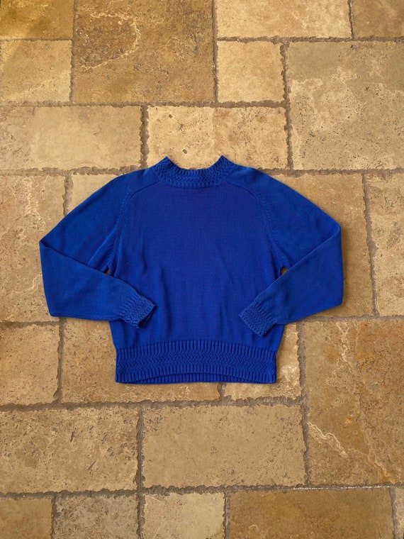 90s Vintage Royal Blue Knit Mockneck Sweater by L… - image 3