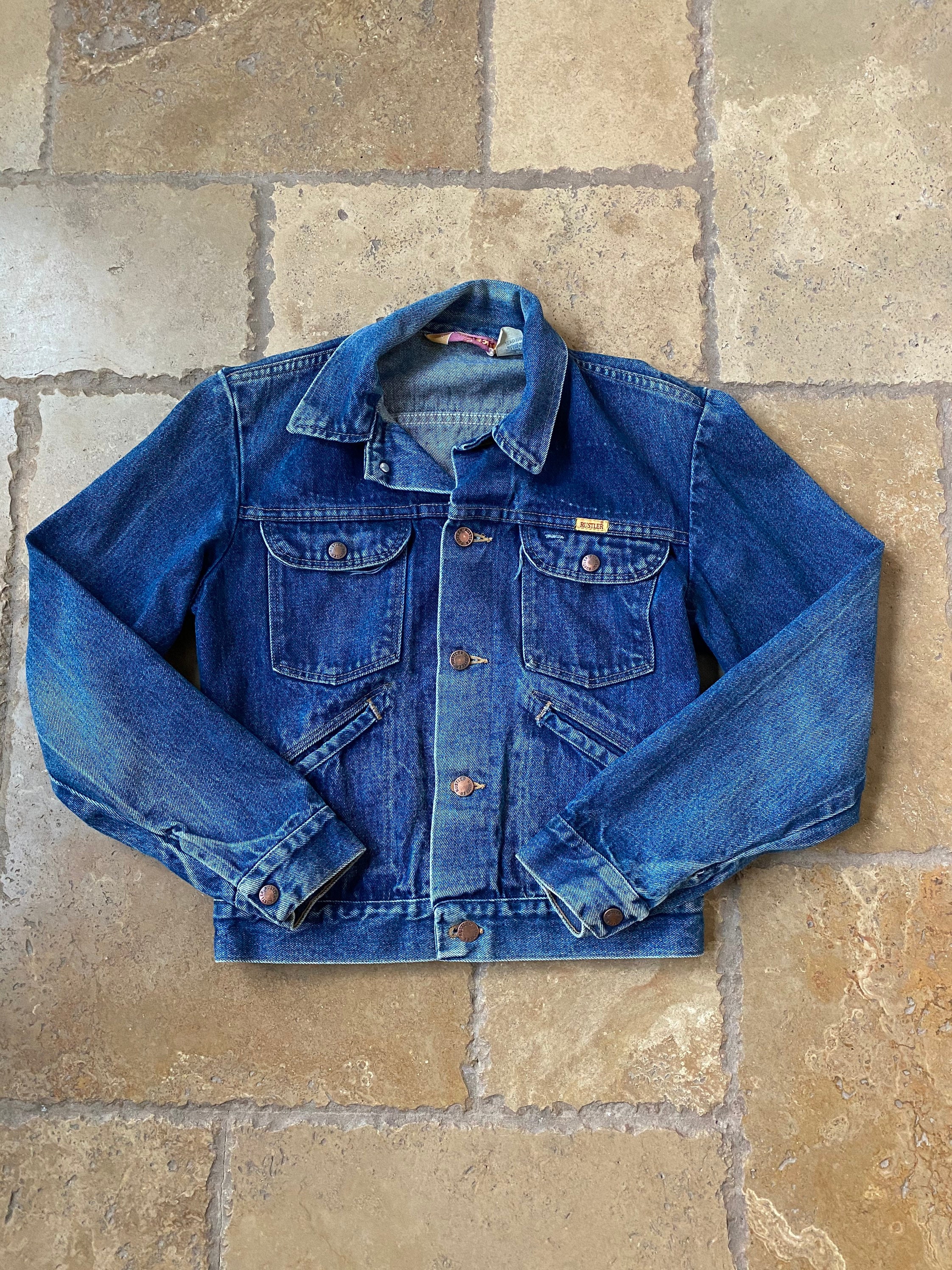 Rustler Jean Jacket 1980s Rustler Jean Jacket With a Harley Davidson Patch - Etsy
