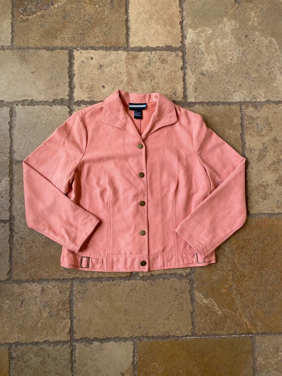 Pink button up clearance jacket
