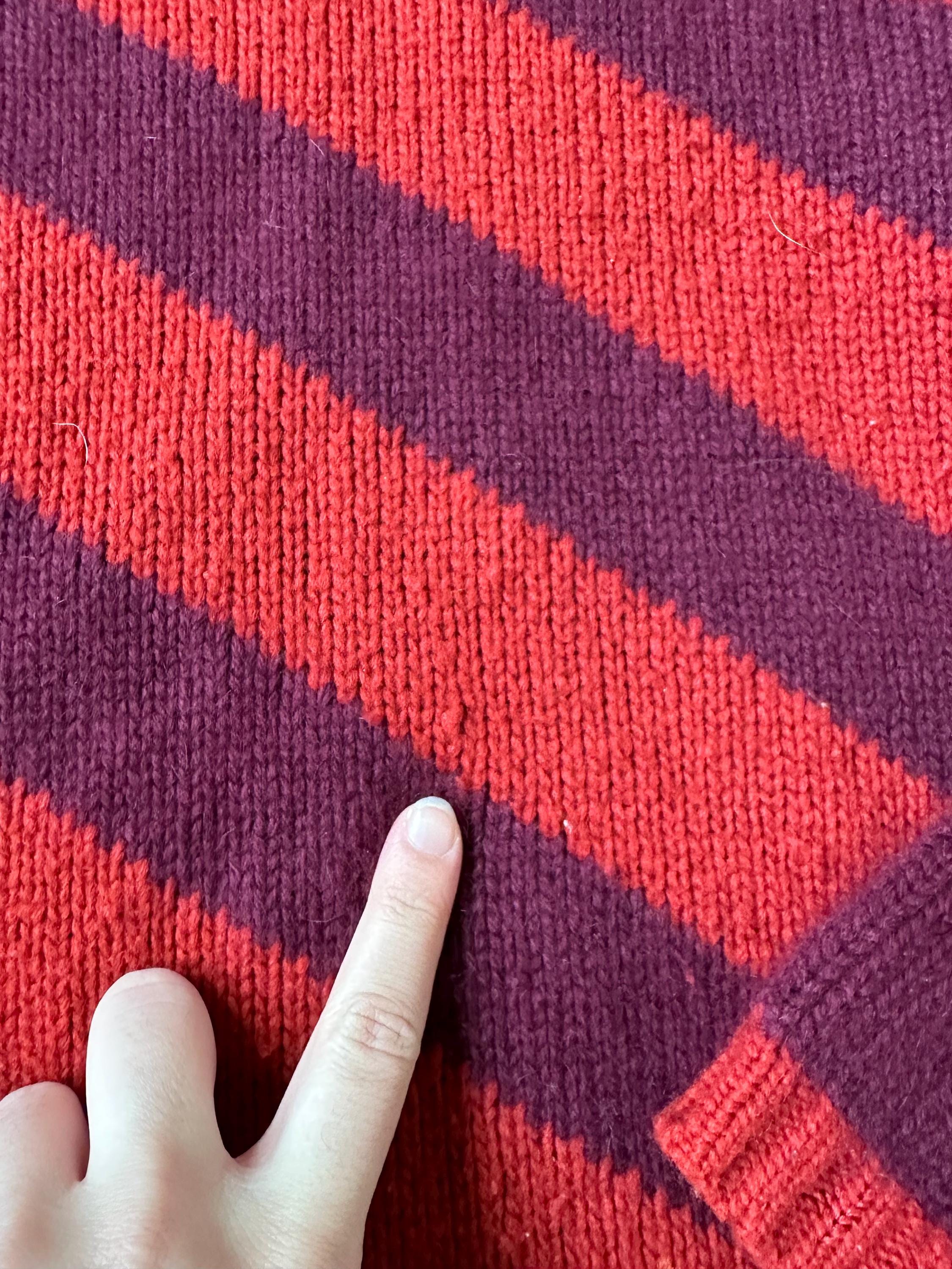 Vintage 90s Red & Purple Striped Wool Blend Sweater by Banana 