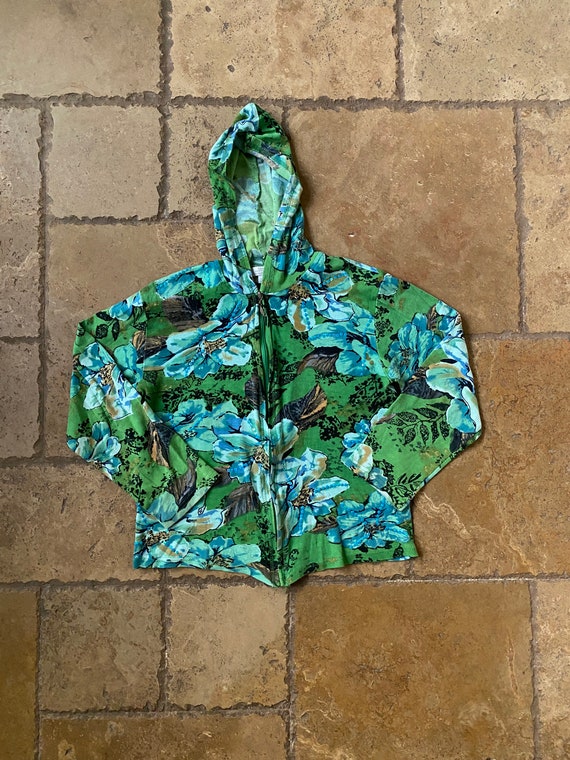 Great Northwest Clothing Co のフード付き Y2K グリーン フローラル