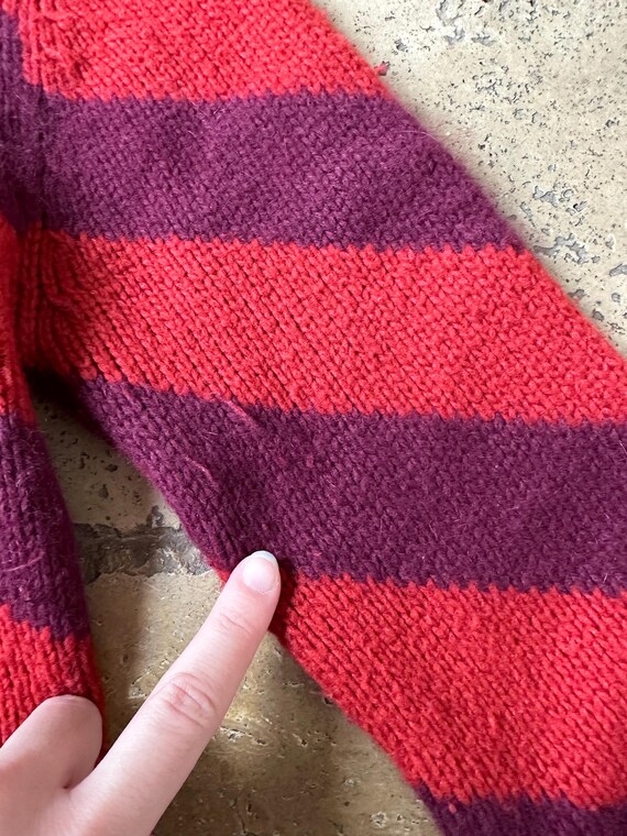 Vintage 90s Red & Purple Striped Wool Blend Sweater by