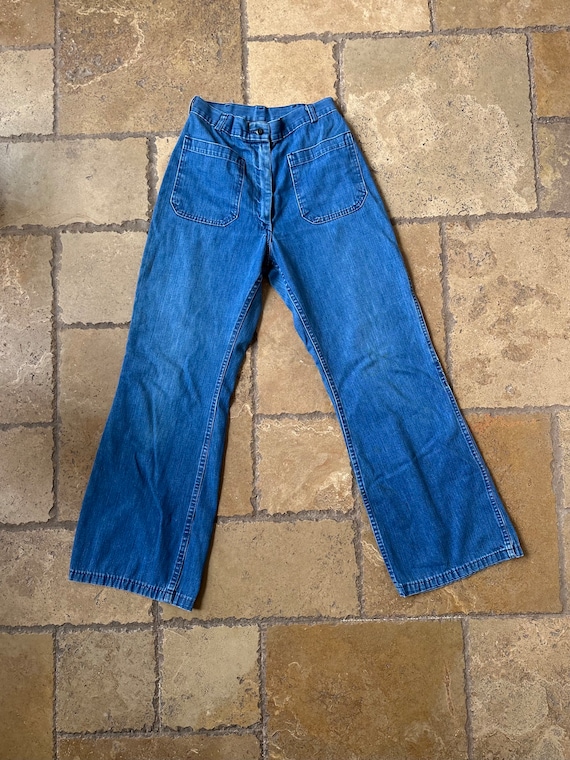 Vintage 70s 80s US Navy Dark Wash Wide Leg Jeans 27/28W - Etsy