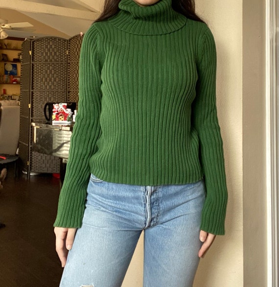 90s Y2K Green Knit Turtleneck Sweater by Old Navy