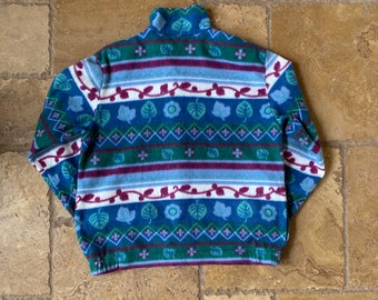 Vintage 90s Plant Print Zip up Fleece Jacket by Teddi - Etsy