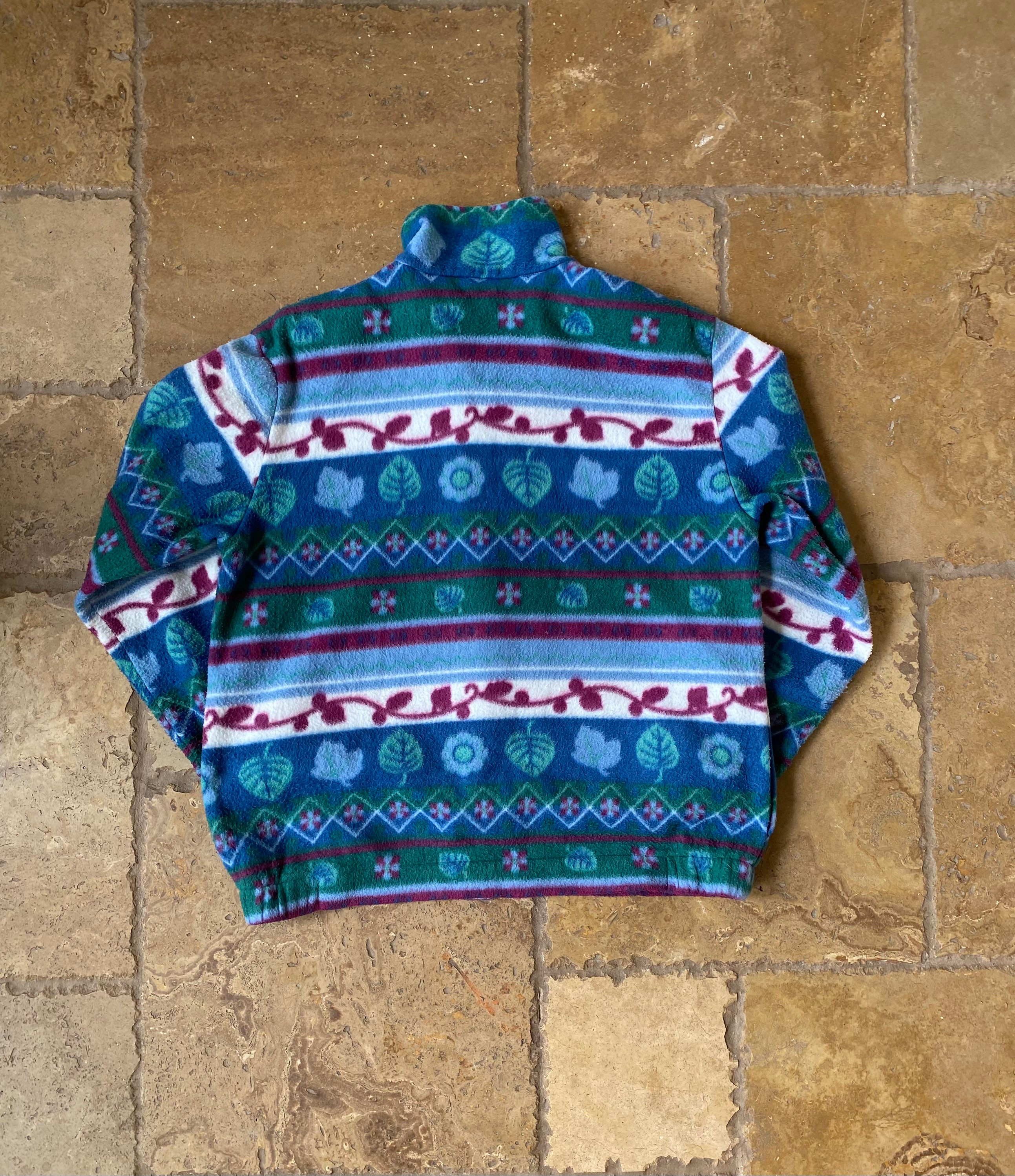 Vintage 90s Plant Print Zip up Fleece Jacket by Teddi - Etsy