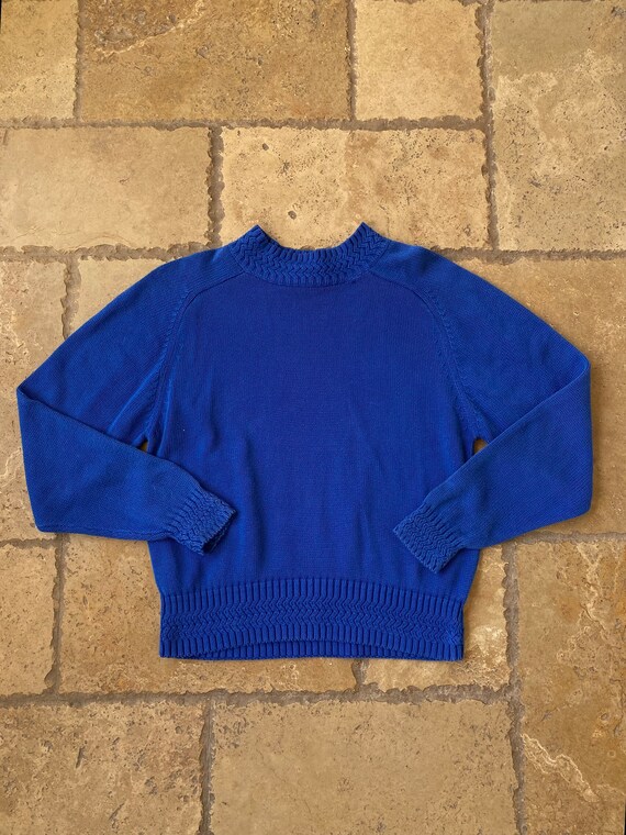 90s Vintage Royal Blue Knit Mockneck Sweater by L… - image 4