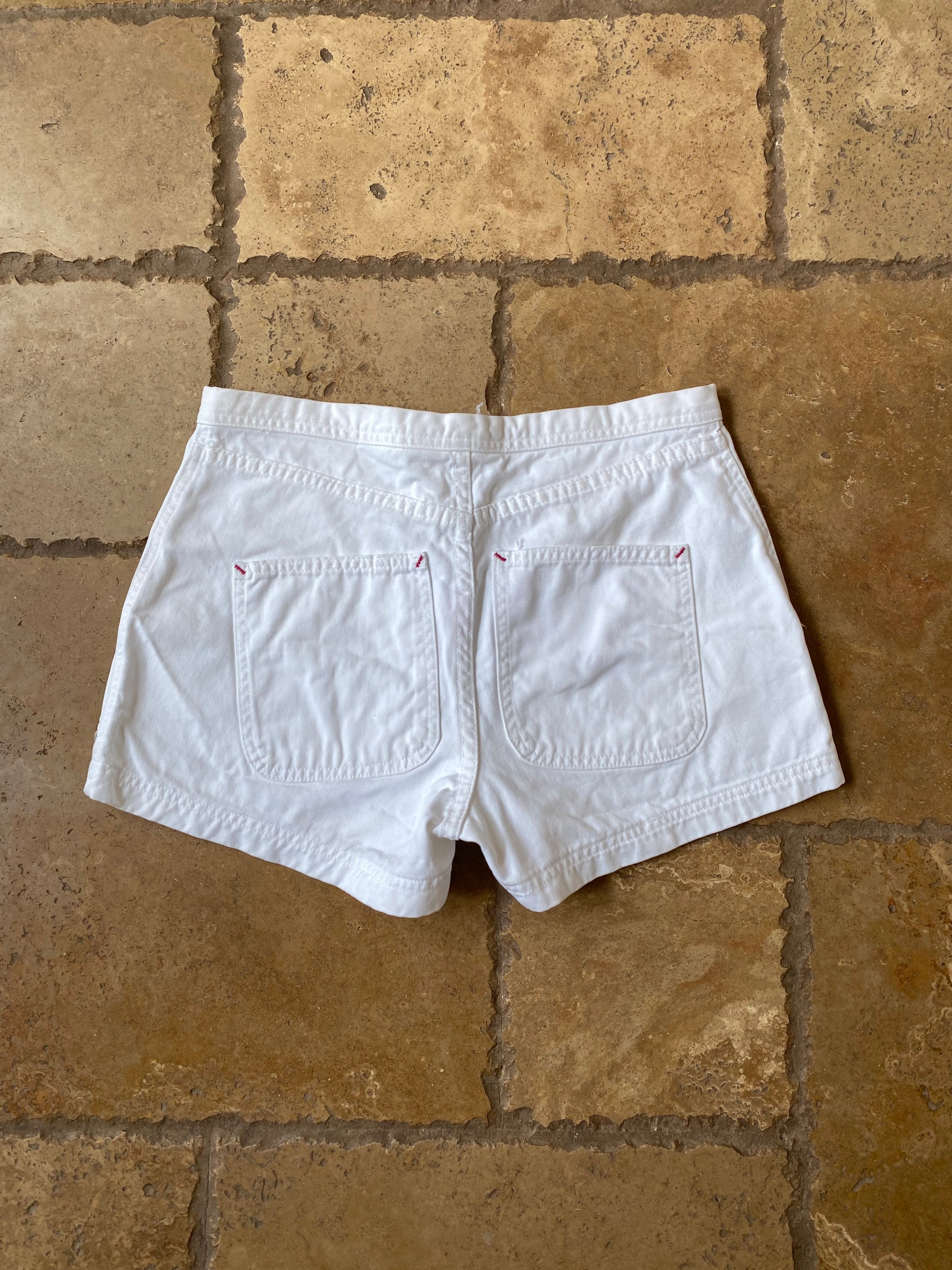 Vintage 1990s White Mid Rise Cargo Shorts by Abercrombie & Fitch