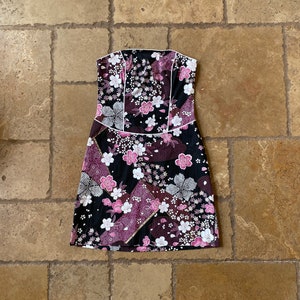 Vintage 1990s NWT Black & Pink Floral Mini Sleeveless Dress by Byer Too