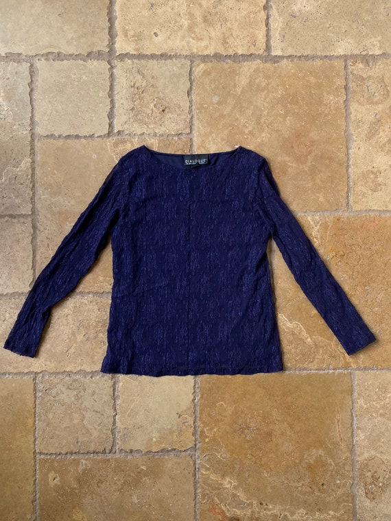 1990s Purple Lace Long Sleeve Top by Dialogue - image 1