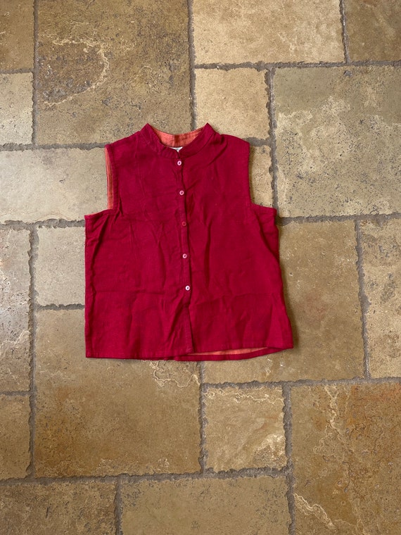90s Y2K Red Button Up Sleeveless Top by White Sta… - image 2